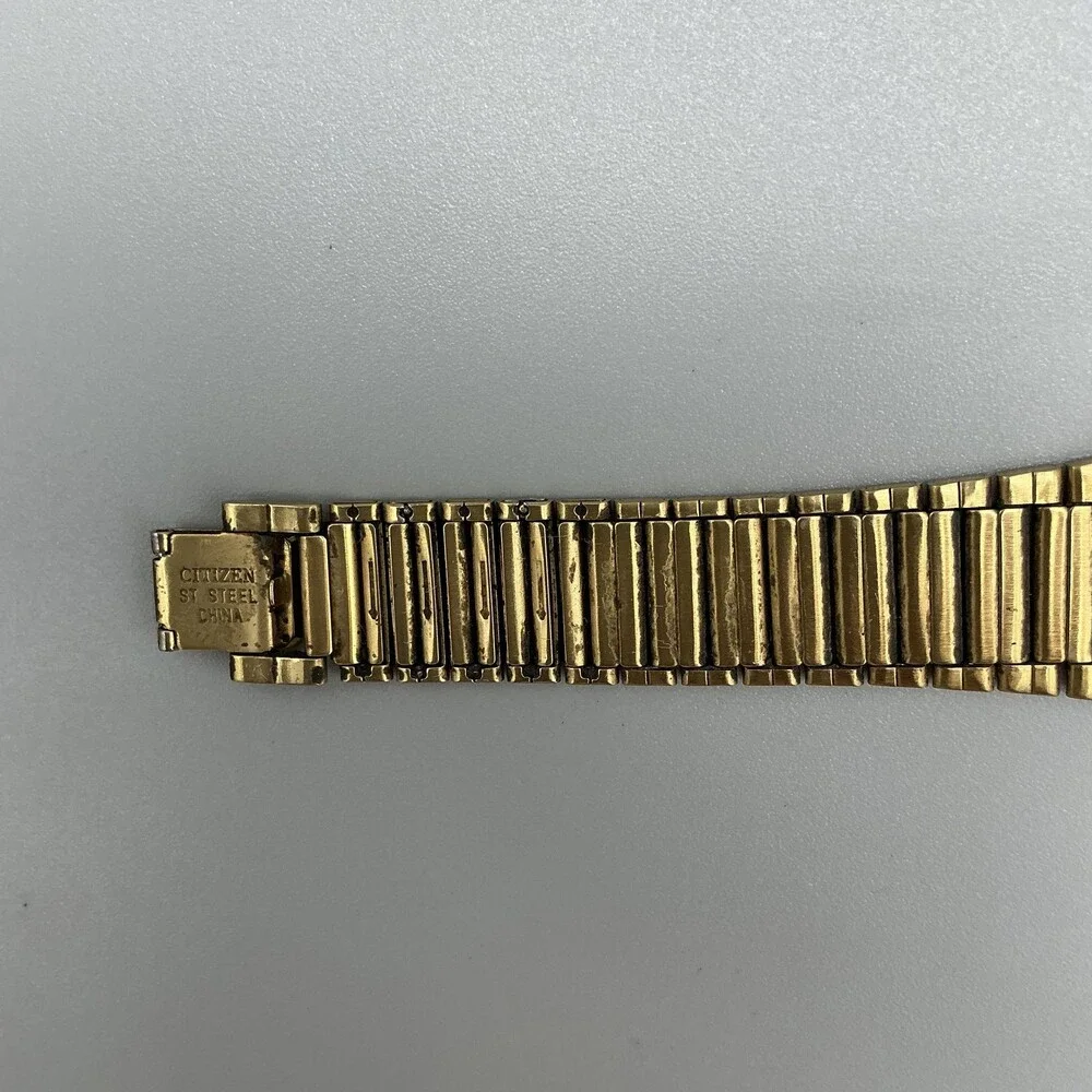 Vintage Citizen Mens Watch 25mm Black Dial Gold Tone 1022-H14231 New Battery 8